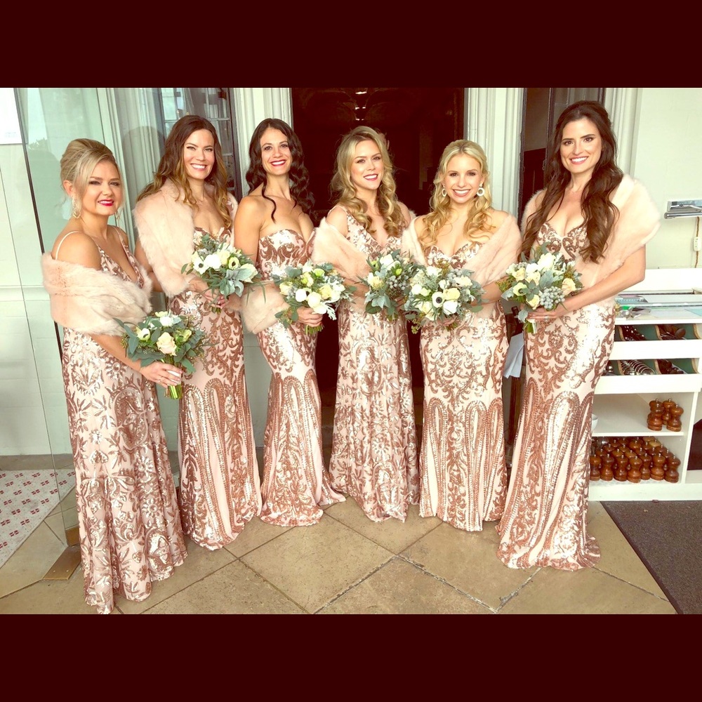 Bcbg rose gold sequin dress